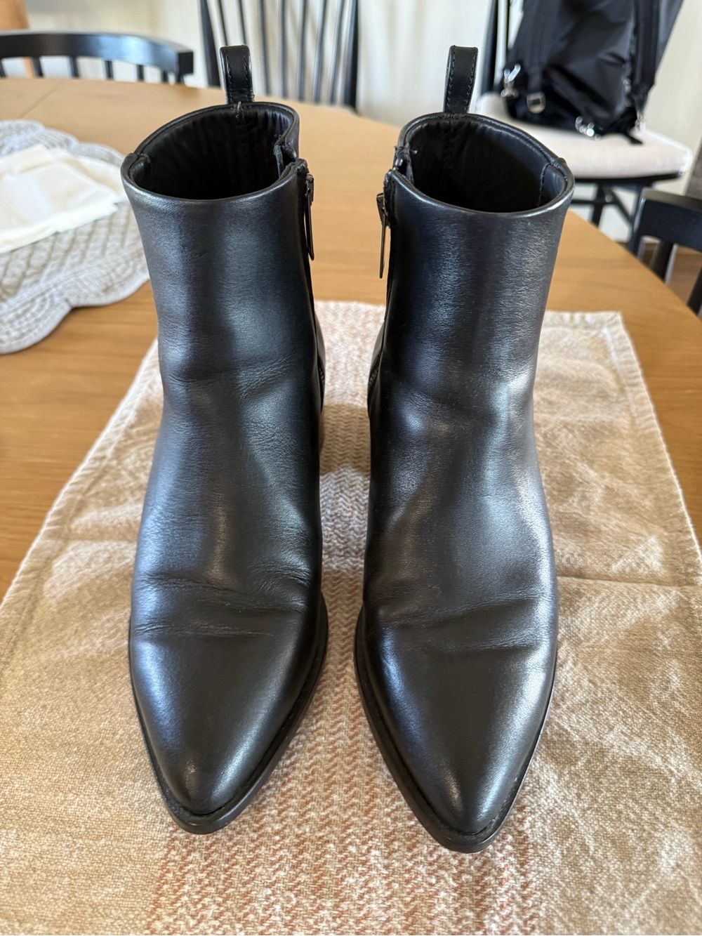 Thursday Boot Company Black Leather Pointed Ankle Booties